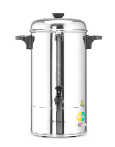 HENDI Kaffee-Perkolator, Einwandig, eingebauter Filterwanne, non drip Hahn, für grob gemahlen Kaffee, kein Papierfilter notwendig, 6L, 230V/1500W, 355x335x(H) 470mm, Edelstahl von HENDI