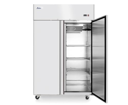 HENDI Kühlschrank, Zweitürig, auf Radern, mit UmluftküHlung, 0 bis 8°C, Inklusive 6 Fachböden GN 2/1, je Boden bis 40kg belastbar, 1300L, 230V, 350W, 1314x805x(H)2065mm, Edelstahl von HENDI