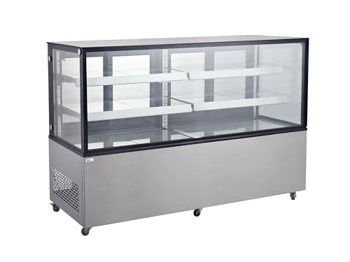 HENDI Kühlvitrine, mit 2 Regalen, Displaykühlschrank, Kuchenvitrine, -1/5˚C, Helle LED-Beleuchtung oben und unter jedem Regal, 610L, 230V, 490W, 1815x675x(H) 1210mm von HENDI