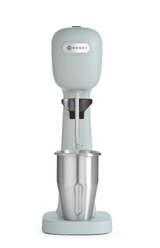 HENDI Milchshake Maker, Inkl. 2 Mixbechers (Edelstahl und Polykarbonat) und 4 austauschbaren Rührwerken, Drink mixer, Frappés, Getränkemixer, 230V/400W, 170x196x(H)490mm, Blau von HENDI