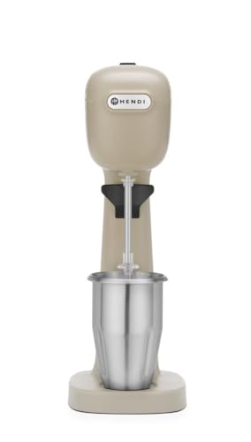 HENDI Milchshake Maker, Inkl. 2 Mixbechers (Edelstahl und Polykarbonat) und 4 austauschbaren Rührwerken, Drink mixer, Frappés, Getränkemixer, 230V/400W, 170x196x(H)490mm, Karamell von HENDI
