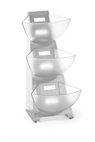 HENDI Multifunktions Buffet Ständer, 3 x 1-Liter Schalen, für z.B. Milchtaps, Zucker, Teebeutel, Edelstahl 18/0, SAN Kunststoff, 190x240x(H)410mm von HENDI