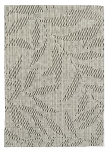 HENDI Platzset, Design: Blätter, Gewebte Struktur, Rutschfest, 450x300mm, PVC (vinyl), hellgrau von HENDI
