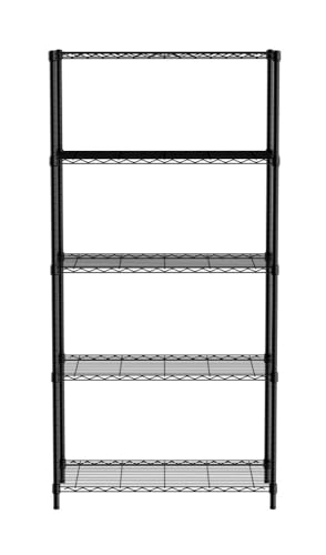 HENDI Regalsystem, 5 Böden, mit höhenverstellbaren Füßen, Max. 80kg pro Boden, Verchromt, 910x455x(h)1830mm, Schwarz von HENDI