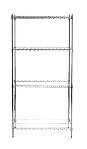 HENDI Regalsystem, Steckregal, Schwerlastregal, 4 verstellbare Einlegeböden. Max. Traglast pro Boden 125 kg, 910x455x(H) 1830mm, Verchromt von HENDI