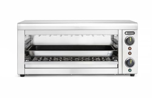 HENDI Salamander mit Quarz-Infrarotheizelement, Elektrogrill, Elektro-lift, Entspricht IPX3 Norm, 3 mögliche Gitterhöhen, 230V, 3645W, 689x397x(H)318mm, Edelstahl von HENDI