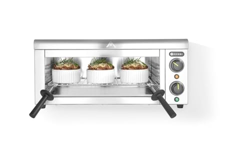 HENDI Salamander zur Wandmontage, Elektrogrill, Elektro-lift, Entspricht IPX4-Norm, Einstellbar von 50°C, 300°C, 4 mögliche Gitterhöhen, 230V, 2000W, 610x310x(H)280mm, Edelstahl von HENDI