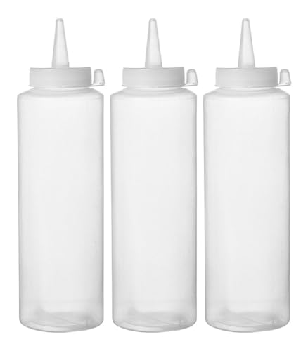 HENDI Spenderflasche, Stückzahl: 3, Easy Squeeze, für Saucen, Squeeze Flasche, Quetschflasche, Dosierflasche, 350ml, ø55x(H)205mm, Polyethylen, Polypropylen Kappe, Transparent (Packung mit 10) von HENDI