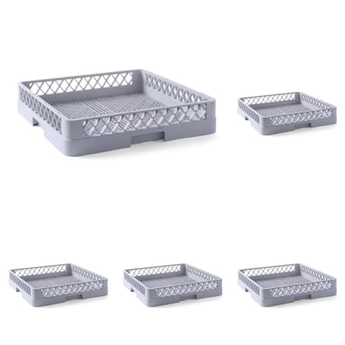 HENDI Spülkorb, Spülmaschinenkorb, Geschirrspülkorb, universal, feinmaschig, Polypropylen, 500x500x(H) 100 mm, grau (Packung mit 5) von HENDI