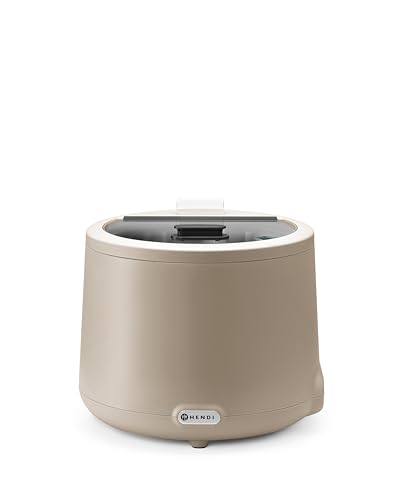 HENDI Suppenkessel, UNIQ, herausnehmbarer Behälter, integrierter Glasdeckel, Temperaturbereich: von 35° bis 85°C, Suppentopf, Suppenwärmer, 8L, 220V/500W, ø365x(H)325mm, Edelstahl, PP, beige von HENDI