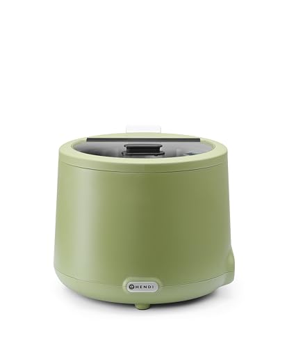 HENDI Suppenkessel, UNIQ, herausnehmbarer Behälter, integrierter Glasdeckel, Temperaturbereich: von 35° bis 85°C, Suppentopf, Suppenwärmer, 8L, 220V/500W, ø365x(H)325mm, Edelstahl, PP, grün von HENDI