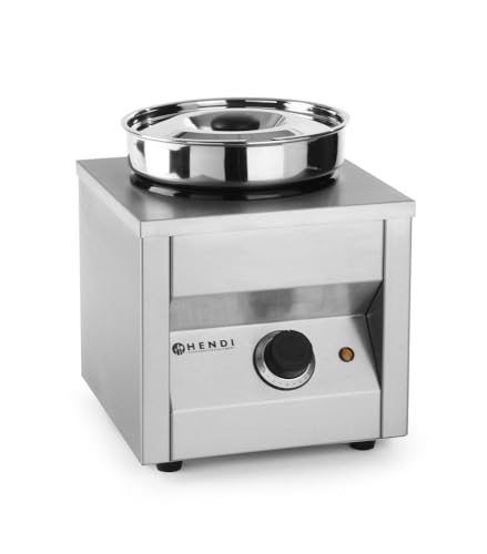 HENDI Thermosystem, Bain-Marie Behälter, mit Deckel, Wassertopf emailliert, Enegieregelung und Kontrollleuchte, Speisenwärmer, Wärmebehälter, 4L, 230V/200W, 256x312x(H)298mm, Edelstahl von HENDI