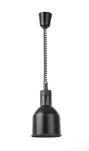 HENDI Wärmelampe, Zylinder, Inkl. Bruchsicher Infrarotlampe, Höhenverstellbar, zum Warmhalten von Speisen, Speisenwärmer, E27 Fassung, 230V/250W, ø175x(H)250mm, Aluminium, Schwarz von HENDI