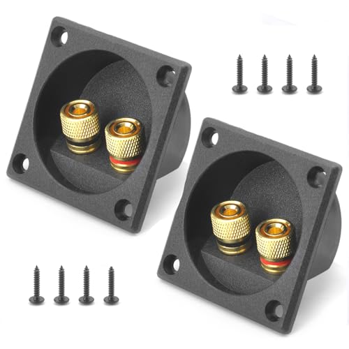 2.2 Zoll Quadratische 2-Wege Lautsprecher Box Terminal Cup mit Bananen Stecker, 2PCS Schraube Typ Bindung Post Subwoofer Box Lautsprecher Klemmen Platten für DIY-Heimauto-Stereo-Lautsprecher-Subwoofer von HENGBIRD