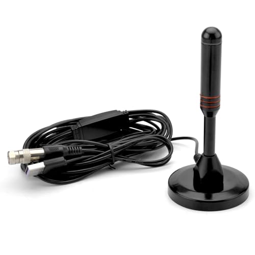DVB-T2 Antenne - Digitale Zimmerantenne für Fernseher, Antenne mit Verstärker, 360 Grad Empfang - Mit Magnetfuß - 5 Meter Kabel, Unterstützt 4K HD-Kanäle & Alle TV-Geräte von HENGBIRD