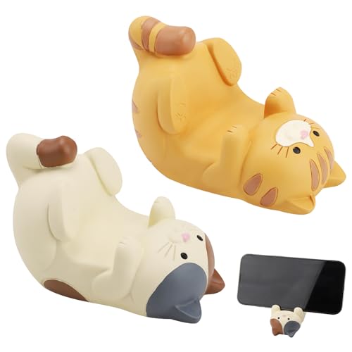 HENGBIRD 2 Pcs Funny Cat Holder SüßEr Katze Niedlicher Handyhalter Katzenkopf Handyhalterung Handyhalterung Tisch Handyhalter Tisch HandystäNder Schreibtisch Phone Holder Smartphone StäNder von HENGBIRD
