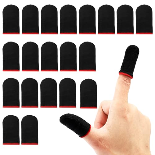 HENGBIRD 20 Stück Fingerhüllen Gaming Finger Sleeves Finger Sleeve Gaming Handschuhe Daumenhülsen Fingerabdeckung Touchscreen Fingerhülse Gaming Zubehör Atmungsaktiv Anti-Schweiß Fingerlinge von HENGBIRD