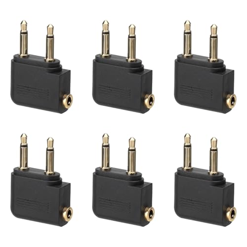 HENGBIRD 6 Stück Flugzeug Adapter Kopfhörer, Kopfhörer Flugzeug, Airline Adapter Flugzeugadapter Adapter Flugzeug Kopfhörer, Dual 3,5 mm Stecker auf Buchse Kopfhörer Adapter Gold überzogen von HENGBIRD