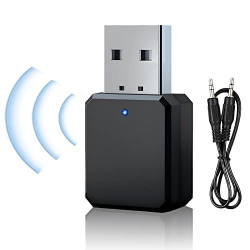 HENGBIRD Auto USB Bluetooth EmpfäNger 5.1 mit 3,5 mm AUX, USB-Schnittstelle Plug & Play, Eingebautem Mikrofon, Plug and Play, Dual Verbindung, Geeignet füR Auto/PC/TV/Kabelgebundene Lautsprecher Usw von HENGBIRD