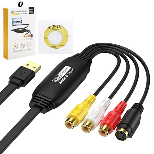 VHS auf USB 2.0 Video Grabber, USB 2.0 Video Capture Card VHS Digitalisieren Gerät Konverter Audio Alte VHS Mini DV Hi8 DVD VCR zu Digital-Konverter für Windows XP/Vista/Win 11/10/7/8/8.1 & Mac etc von HENGBIRD
