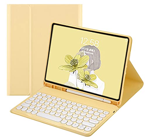 HENGHUI 2022 Neue iPad 10. Generation 10 Zoll Tastaturhülle niedliche runde Tastatur Farbe Tastatur Wireless Abnehmbare BT Tastatur Abdeckung für iPad 10 11 Zoll (27,7 cm) (Gelb) von HENGHUI