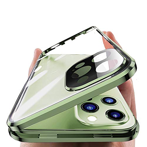 HENGHUI Abschließbare magnetische Schutzhülle für iPhone 11, Glashülle mit Kameralinse, Displayschutz, 360 Grad Ganzkörper-Doppelseitige Glas-Bumper Hülle transparent (iPhone11, blau) von HENGHUI