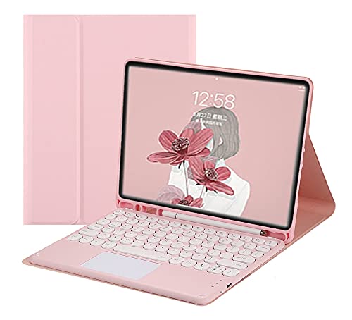 HENGHUI Tastatur-Schutzhülle für iPad Mini 6. Generation, Touchpad, abnehmbare Tastatur mit Stifthalter, runde Tastenfarbe, schlankes Smart-Cover für iPad Mini 6. Generation, Pink von HENGHUI