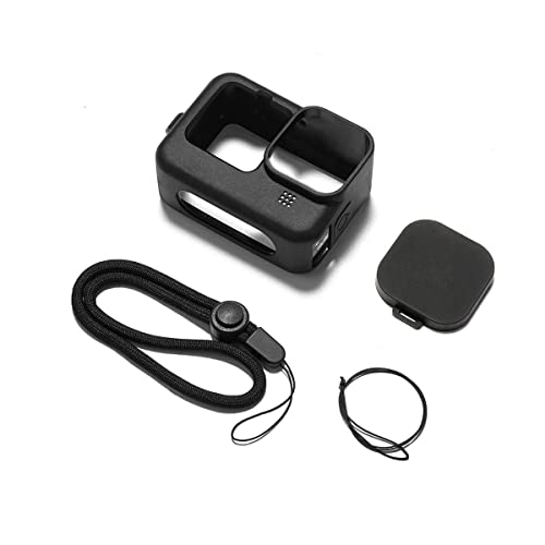HENGSI Weiche Silikon-Kameratasche + Objektivdeckelabdeckung für GoPro 9 10 11, Schutzrahmen, Kamerazubehör (schwarz) von HENGSI