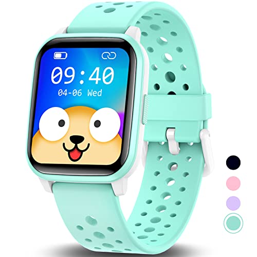 HENGTO Kinder smartwatch, IP68 wasserdichte sportuhr Kinder mit 19+ Sportmodi, Schrittzähler, Herzfrequenz, Schlafmonitor, tolles Geschenk für Jungen Mädchen Teenager 6-16(Green) von HENGTO