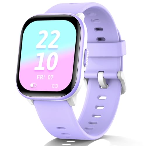 HENGTO smart Watch für Kinder Kinderuhr Mädchen Uhr mit 20 Sport Modi, Schrittzähler, Schlafmonitor, Kinderuhr Geburtstagsgeschenke Spielzeug Geschenk für Mädchen Jungen 6-16 (Purple) von HENGTO