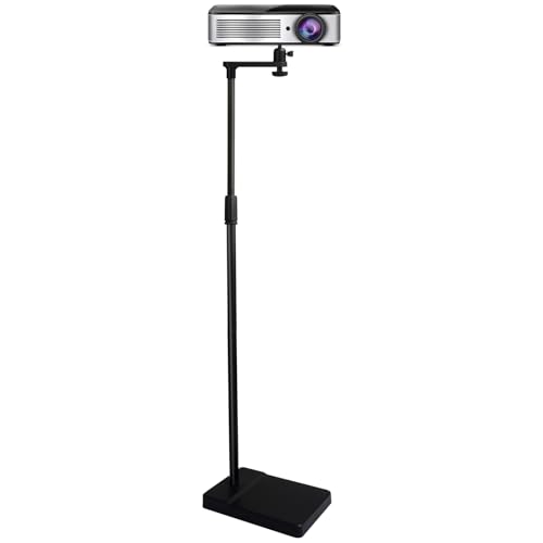 Projektor Ständer, 360° drehbarer Kopf Universal Projektorhalterung, höhenverstellbar 122-154cm Auszug, Anti-Wackel-Design, Projektor Ständer Stativ, dicker Metallstützstab, stabiler Metallfuß von HENYEER