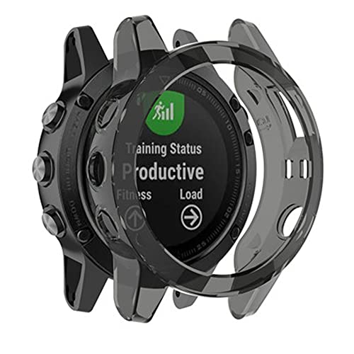 HEPUP Schutzhülle für Garmin Fenix 7 7X 6 6S 6X Pro Smart Watch Schutzrahmen Weiche kristallklare TPU-Hülle für 5 5S 5X Plus (Farbe: Schwarz, Größe: Für Fenix 5X 5X Plus) von HEPUP
