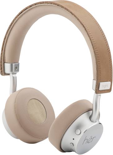 HER HF8 On Ear Headset Bluetooth®, kabelgebunden Beige, Silber Lautstärkeregelung von HER