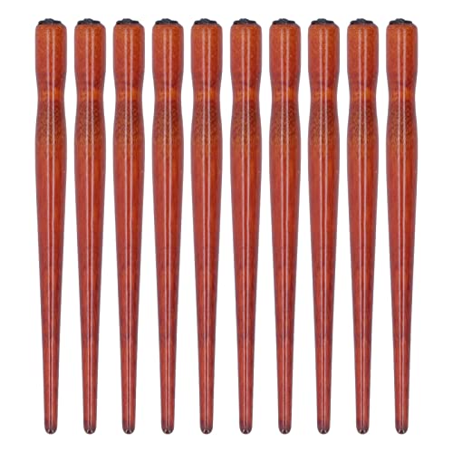 10 Stück Dip Stift Nibs Halter, komfortable hölzerne Comic -Stift -Nib -Halter Kalligraphie Stift zum Schreiben, Malen, Unterschriften, Skizze, Skizze (Mahagoni) von HERCHR