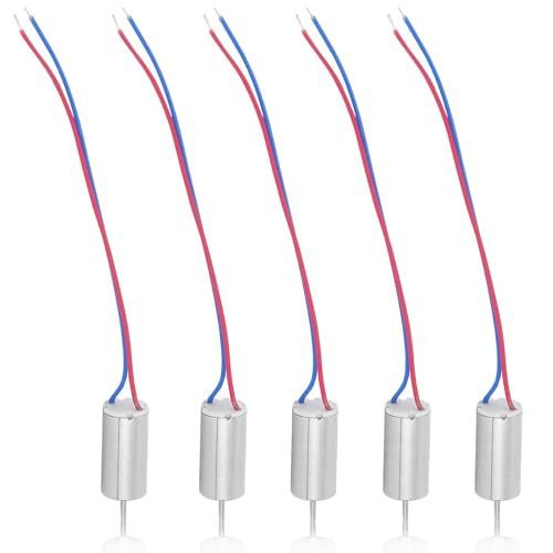 5 Stück Coreless Motor, 3,7V 0,3A 0,42W 0,17NM 6x12mm/0,2x0,5Zoll Mikro Kernloser DC Motor 21800RPM Micro DC Motor für Flugzeugmodell/Elektronisches Spielzeug/Quadcopter/Roboter/Grußkarte Drohne von HERCHR