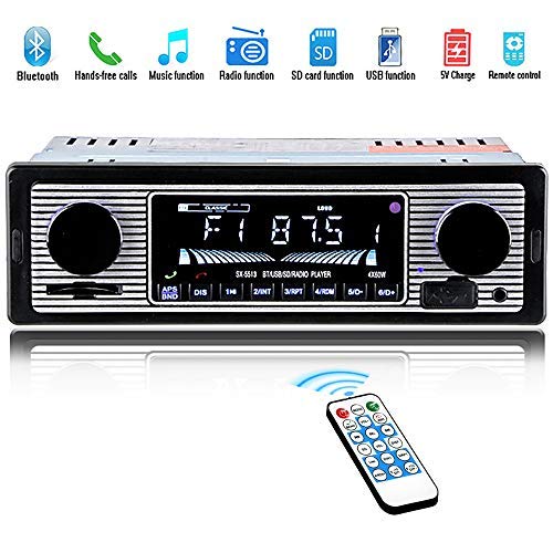 Classic Car Stereo Bluetooth Car Radio 2 Knob Single Din 60WX4 FM Freisprecheinrichtung Autoradio Oldtimer MP3 AUX USB U-Disk Audio mit Fernbedienung von HERCHR