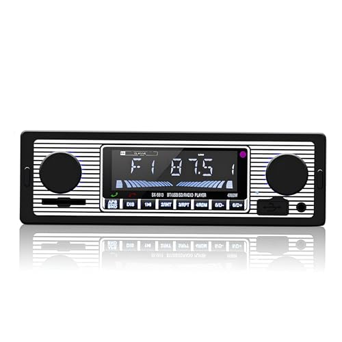 Classic Car Stereo Bluetooth Car Radio 2 Knob Single Din 60WX4 FM Freisprecheinrichtung Autoradio Oldtimer MP3 AUX USB U-Disk Audio mit Fernbedienung von HERCHR