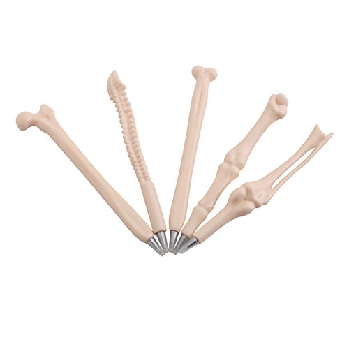 HERCHR 5 PCS Creative Novelty Bone Shape Ballpoint Pens, 0.7mm Black Ink Bones Model Pens for Doctor Nurses Kid Present Party Favor Halloween School Office Party von HERCHR