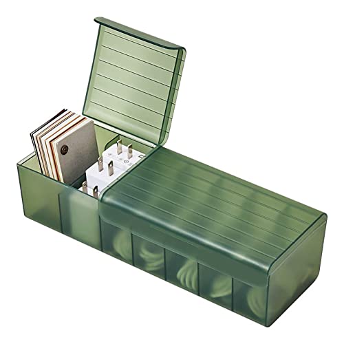 HERCHR Kabelmanagement-Box aus Kunststoff, Netzkabel-Organizer Mit 7 Fächern, Datenkabel-Organizer-Box, USB-Kabelsortierer, Kleiner Schreibtisch, Elektronisches Zubehör(Grün) von HERCHR