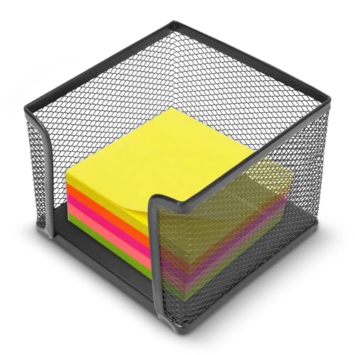 Zettelbox Office, Zettelkasten, Zettelbox aus Drahtmetall, Cube Zettelbox, Schwarz, 10,4 x 10,4 x 7,9 cm von HERCHR