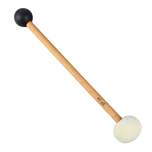 Trommelschlägel, Weicher Filzkopf-Trommelstock Mit Langem, Rutschfestem Griff, Bassdrum-Schläger, Buchenplüsch-Mehrzweck-Filzschlägel Für Trommeln, Snare-Drums(schwarz weiß-SP-04) von HERCHR