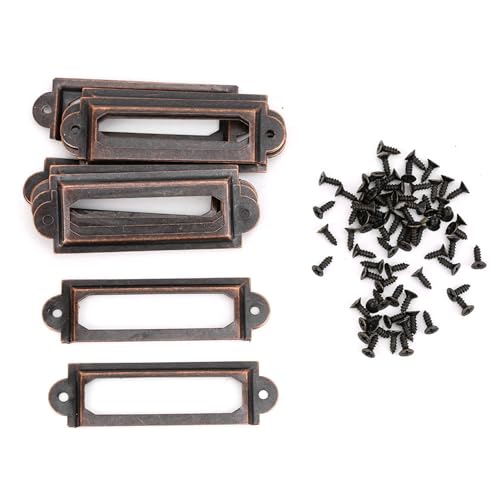 Vintage Style Label Holder, Card Tag tag Holders, 20 Pcs Drawer Label Brand Students DIY Retro Drawer Signs Shelf Note Accessory, 62 x 18mm / 2.44 x 0.71in (Reddish Bronze Color) von HERCHR