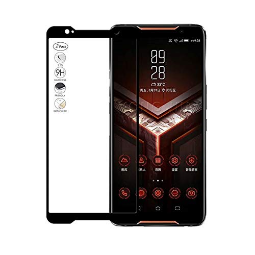 HERCN (2 Pack) Asus ROG Phone,ZS600KL Displayschutzfolie, Full Coverage Vollkleber 2.5D 9H Härte Gehärtetem Glas Tempered Displayschutz Screen Protector für ROG Phone,ZS600KL Smartphone (Schwarz) von HERCN