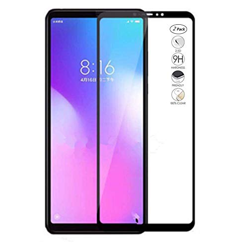 HERCN (2 Pack) Xiaomi Mi Max 3 6.9" Displayschutzfolie, Full Coverage Vollkleber 2.5D 9H Härte Gehärtetem Glas Tempered Displayschutz Screen Protector für Xiaomi Mi Max 3 Smartphone (Schwarz) von HERCN