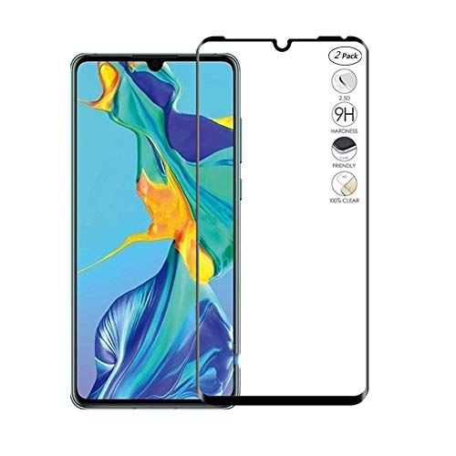 HERCN (2 Pack Huawei P30 Pro 6.47" Displayschutzfolie,Full Coverage Vollkleber 2.5D 9H Härte Gehärtetem Glas Tempered Displayschutz Screen Protector für Huawei P30 Pro Smartphone (Schwarz) von HERCN