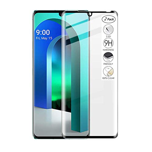 HERCN 3D Displayschutzfolie Kompatibel mit LG Velvet/Velvet 5G 6.8",3D Curved 9H Härte Gehärtetem Glas Tempered Displayschutz Screen Protector für LG Velvet/Velvet 5G Smartphone (Schwarz & 2 Pack) von HERCN