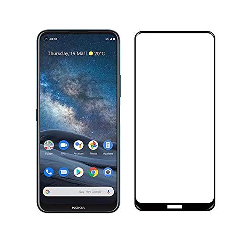 HERCN Displayschutzfolie Kompatibel mit Nokia 8.3 5G 6.81",Full Coverage Vollkleber 2.5D 9H Härte Gehärtetem Glas Tempered Displayschutz Screen Protector (Schwarz-2 Pack) von HERCN