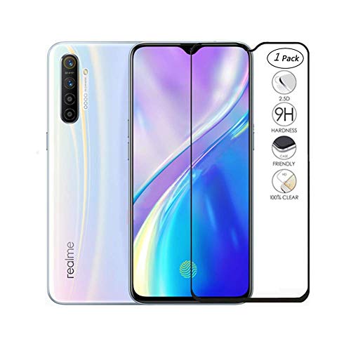 HERCN Displayschutzfolie Kompatibel mit Oppo K5/Realme X2/Realme XT 6.4",Full Coverage Vollkleber 2.5D 9H Härte Gehärtetem Glas Tempered Displayschutz Screen Protector für Oppo K5 (Schwarz-1 Pack) von HERCN