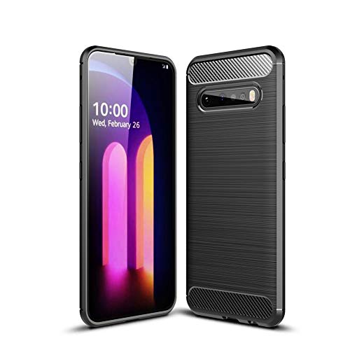 HERCN Hülle Kompatibel mit LG V60 ThinQ 5G 6.8",Handyhülle Ultra Slim Soft TPU Silikon Schutzhülle für LG V60 ThinQ 5G Smartphone (Schwarz) von HERCN