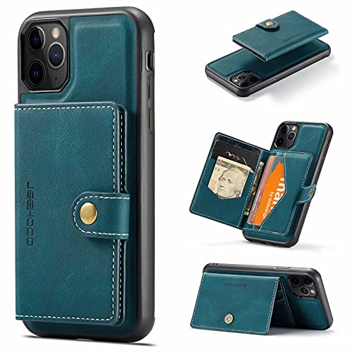HERCN Schutzhülle aus PU-Leder für iPhone 11 Pro Max 6,5 Zoll; Kartenfach – Standfunktion, funktionale Handyhülle, mit Kleiner magnetischer Geldbörse, einzigartig. (Blau) von HERCN